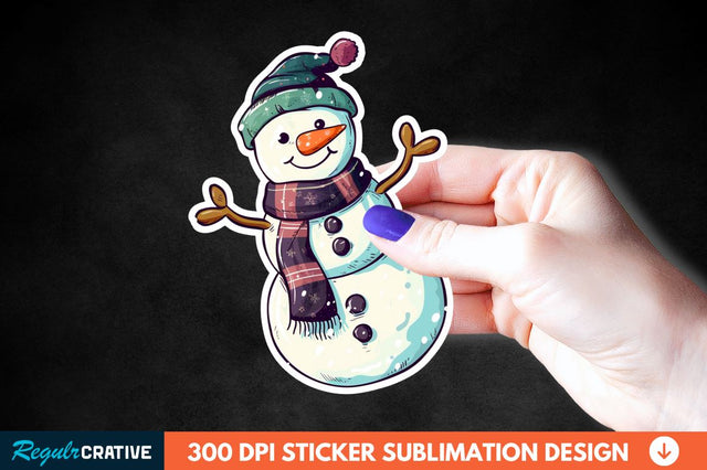 Cute Snowman Sticker Clipart Sublimation Regulrcrative 