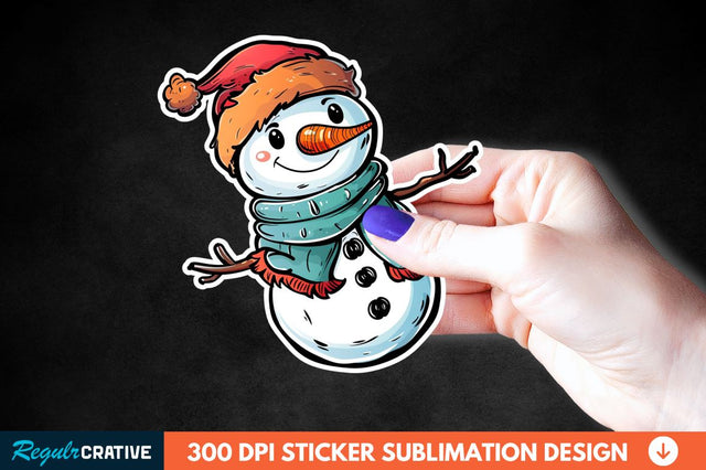 Cute Snowman Sticker Clipart Sublimation Regulrcrative 