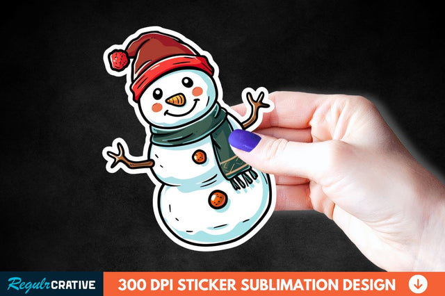 Cute Snowman Sticker Clipart Sublimation Regulrcrative 