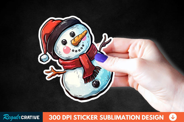 Cute Snowman Sticker Clipart Sublimation Regulrcrative 