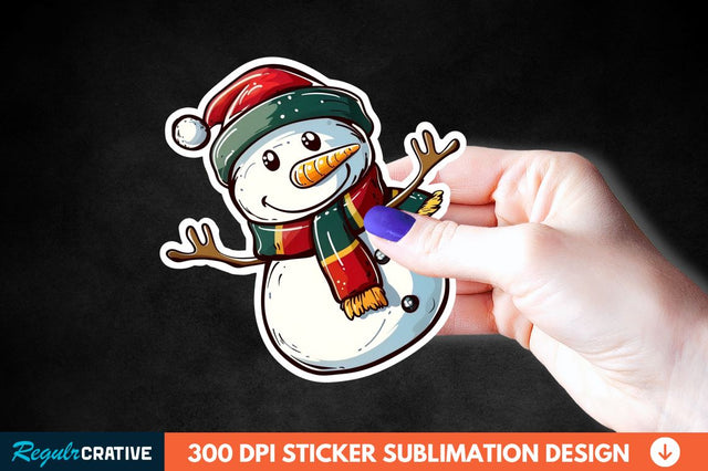 Cute Snowman Sticker Clipart Sublimation Regulrcrative 
