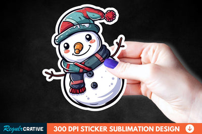 Cute Snowman Sticker Clipart Sublimation Regulrcrative 