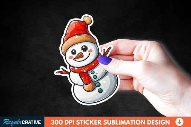 Cute Snowman Sticker Clipart Sublimation Regulrcrative 