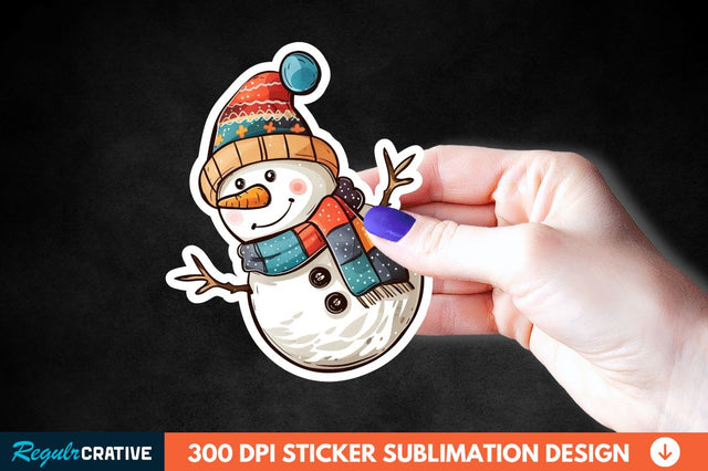 Cute Snowman Sticker Clipart Sublimation Regulrcrative 