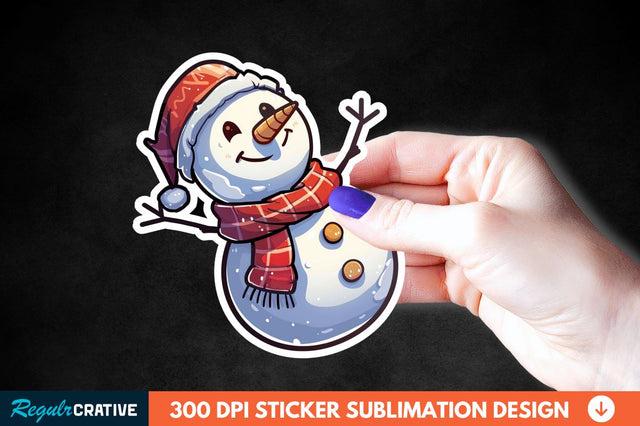 Cute Snowman Sticker Clipart Sublimation Regulrcrative 