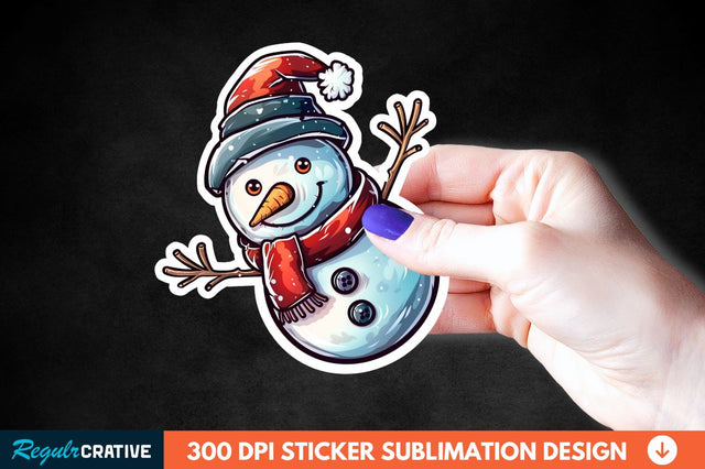 Cute Snowman Sticker Clipart Sublimation Regulrcrative 