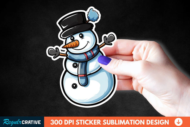 Cute Snowman Sticker Clipart Sublimation Regulrcrative 