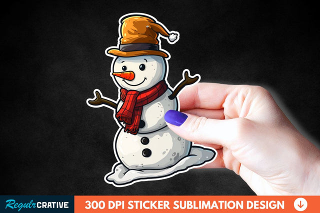 Cute Snowman Sticker Clipart Sublimation Regulrcrative 
