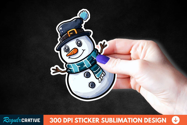 Cute Snowman Sticker Clipart Sublimation Regulrcrative 