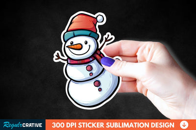 Cute Snowman Sticker Clipart Sublimation Regulrcrative 