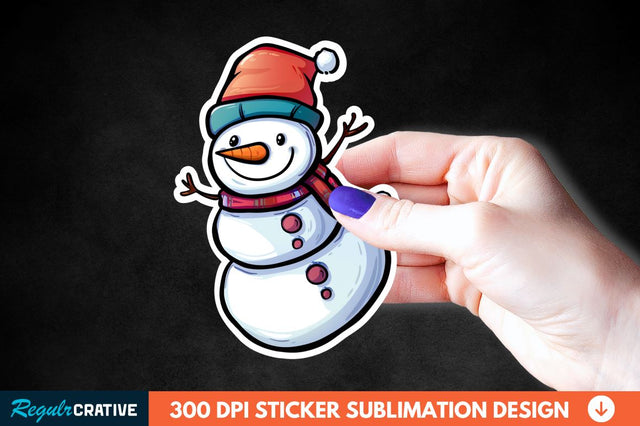 Cute Snowman Sticker Clipart Sublimation Regulrcrative 