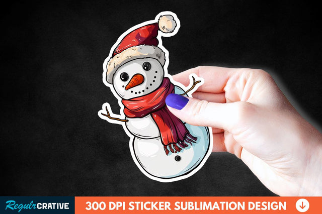 Cute Snowman Sticker Clipart Sublimation Regulrcrative 