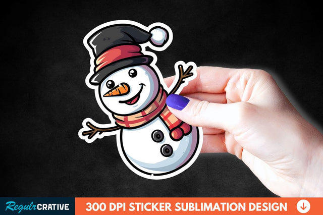 Cute Snowman Sticker Clipart Sublimation Regulrcrative 