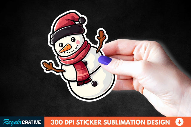 Cute Snowman Sticker Clipart Sublimation Regulrcrative 