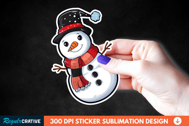 Cute Snowman Sticker Clipart Sublimation Regulrcrative 
