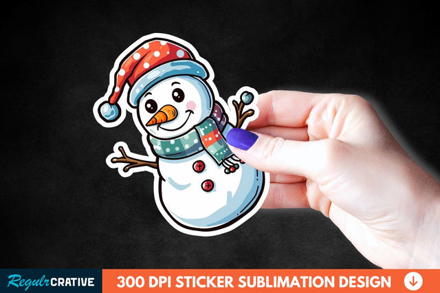 Cute Snowman Sticker Clipart Sublimation Regulrcrative 