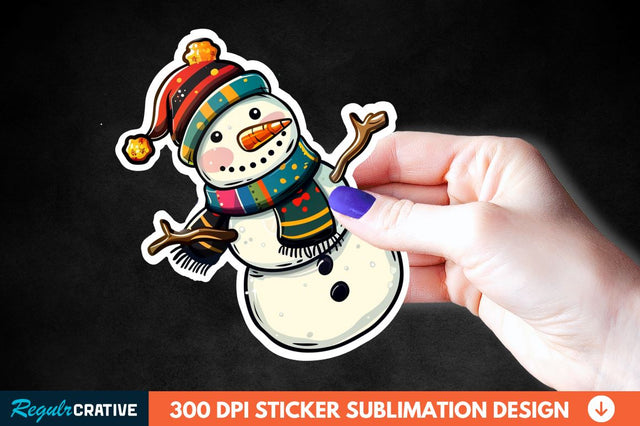 Cute Snowman Sticker Clipart Sublimation Regulrcrative 