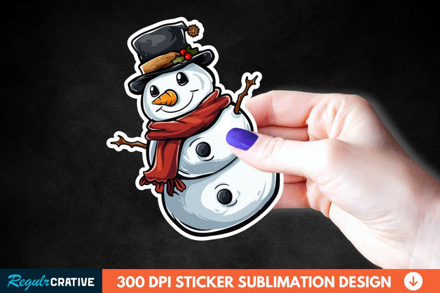 Cute Snowman Sticker Clipart Sublimation Regulrcrative 