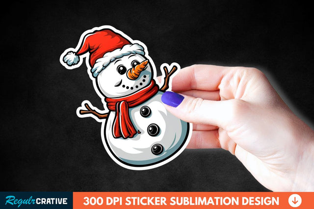 Cute Snowman Sticker Clipart Sublimation Regulrcrative 