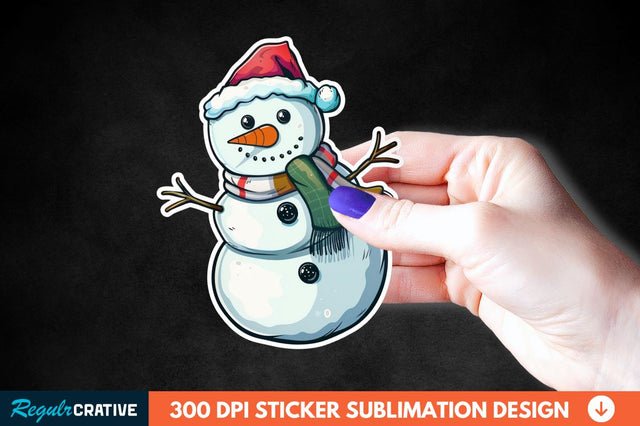 Cute Snowman Sticker Clipart Sublimation Regulrcrative 