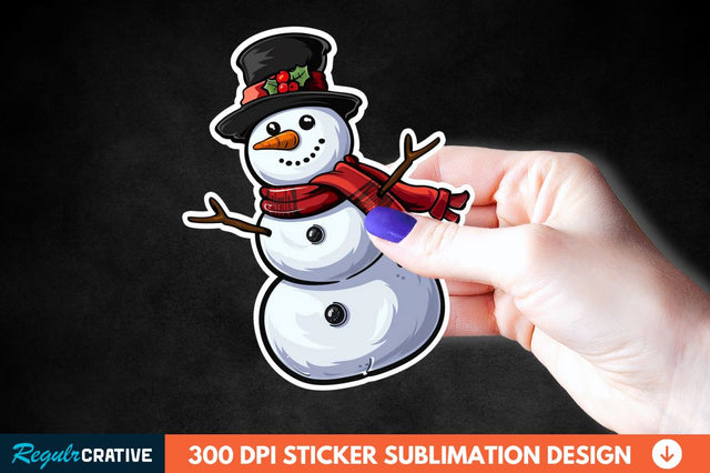 Cute Snowman Sticker Clipart Sublimation Regulrcrative 
