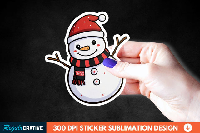 Cute Snowman Sticker Clipart Sublimation Regulrcrative 