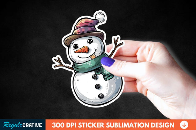 Cute Snowman Sticker Clipart Sublimation Regulrcrative 