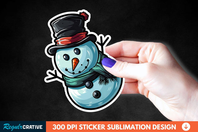 Cute Snowman Sticker Clipart Sublimation Regulrcrative 
