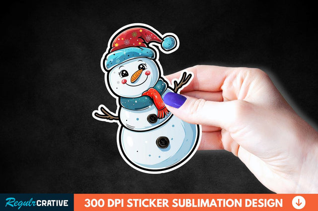 Cute Snowman Sticker Clipart Sublimation Regulrcrative 