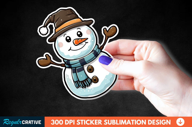 Cute Snowman Sticker Clipart Sublimation Regulrcrative 