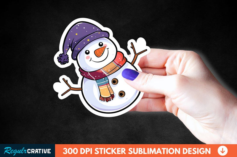 Cute Snowman Sticker Clipart Sublimation Regulrcrative 