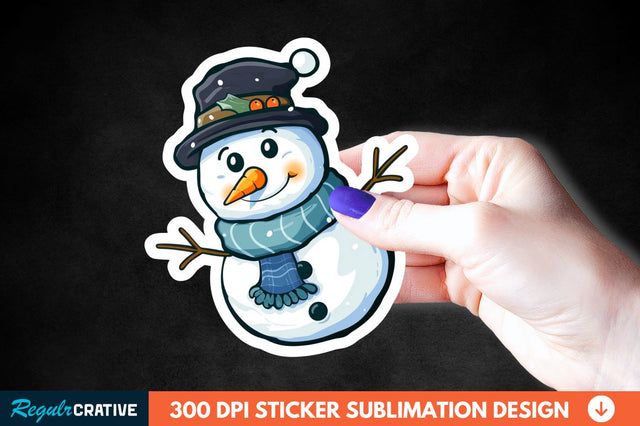 Cute Snowman Sticker Clipart Sublimation Regulrcrative 