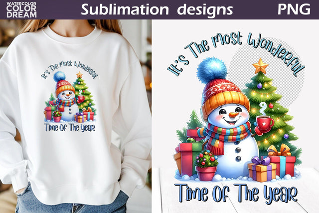 Cute Snowman Sublimation Design | Christmas Quote T Shirt Sublimation WatercolorColorDream 