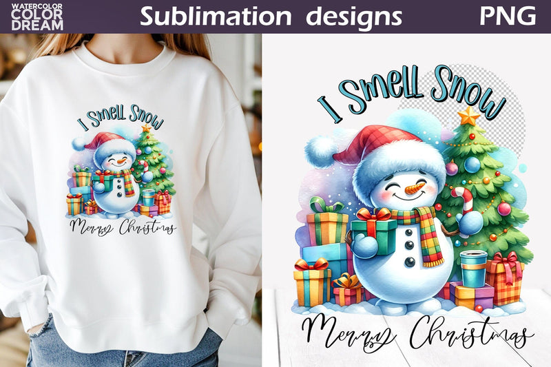 Cute Snowman Sublimation Design | Christmas Quote T Shirt Sublimation WatercolorColorDream 