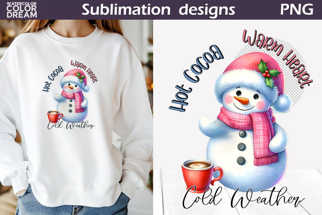 Cute Snowman Sublimation Design | Christmas Quote T Shirt Sublimation WatercolorColorDream 