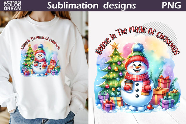 Cute Snowman Sublimation Design | Christmas Quote T Shirt Sublimation WatercolorColorDream 