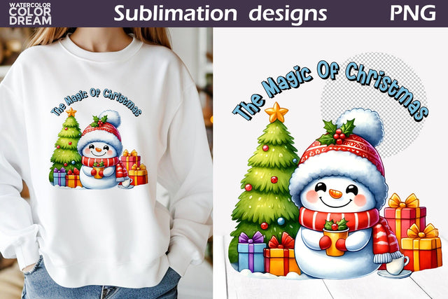 Cute Snowman Sublimation Design | Christmas Quote T Shirt Sublimation WatercolorColorDream 