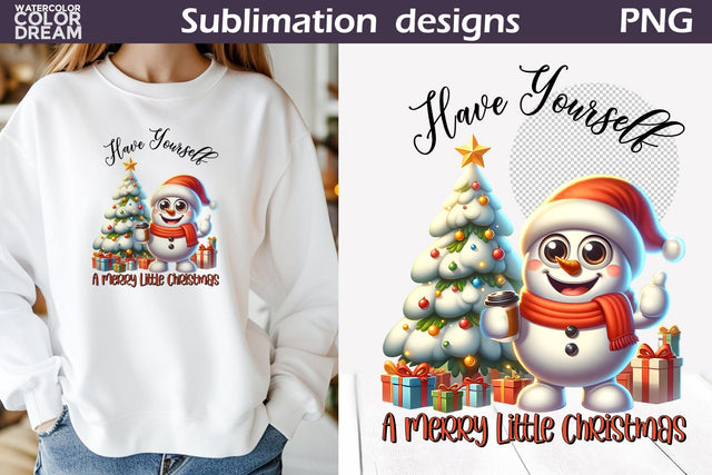 Cute Snowman Sublimation Design | Christmas Quote T Shirt Sublimation WatercolorColorDream 
