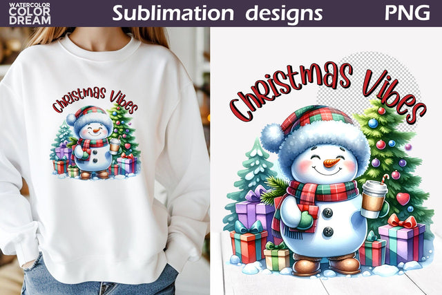 Cute Snowman Sublimation Design | Christmas Quote T Shirt Sublimation WatercolorColorDream 