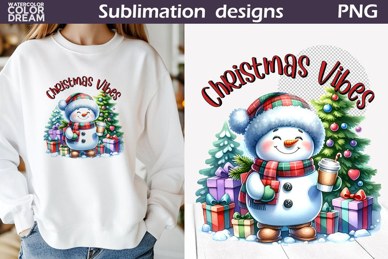 Cute Snowman Sublimation Design | Christmas Quote T Shirt Sublimation WatercolorColorDream 
