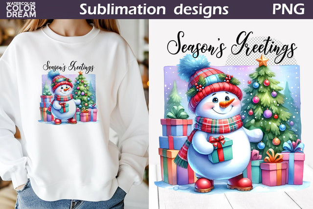 Cute Snowman Sublimation Design | Christmas Quote T Shirt Sublimation WatercolorColorDream 