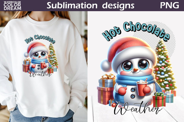 Cute Snowman Sublimation Design | Christmas Quote T Shirt Sublimation WatercolorColorDream 