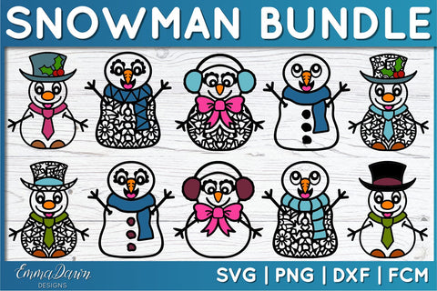 Cute Snowman SVG Bundle SVG Emma Dawn Designs 