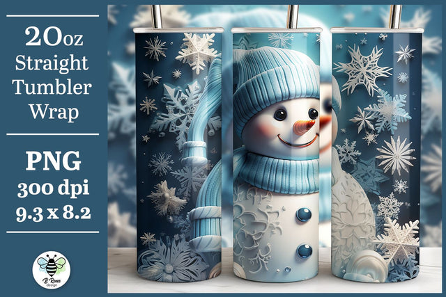 Cute Snowman Tumbler Wrap | Snowman Sublimation PNG Sublimation B Renee Design 