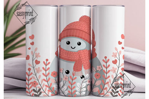 Cute Snowman Valentine's 20oz Tumbler Sublimation sassyprint 