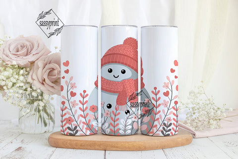 Cute Snowman Valentine's 20oz Tumbler Sublimation sassyprint 