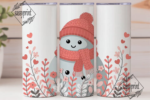 Cute Snowman Valentine's 20oz Tumbler Sublimation sassyprint 