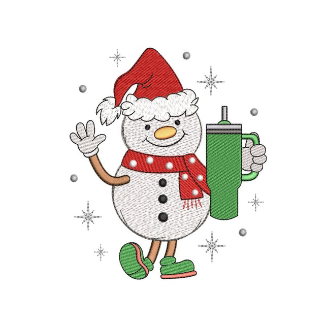 Cute Snowman with Cup Embroidery Design, Merry Christmas Machine Embroidery Design, 3 sizes, Instant Download Embroidery/Applique DESIGNS Nino Nadaraia 