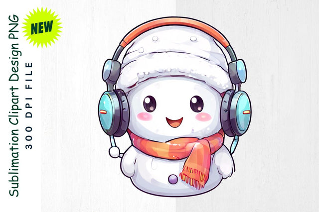 Cute Snowman with Earmuffs And Presents Sublimation Clipart Sublimation Regulrcrative 