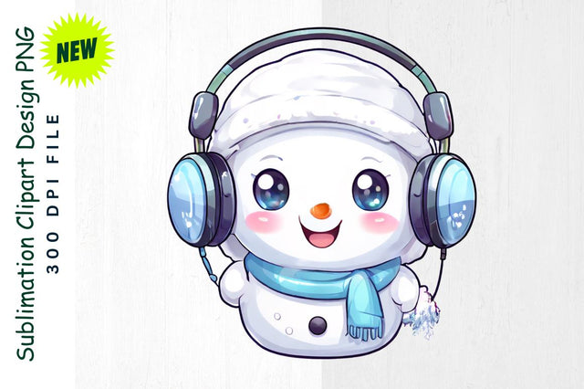 Cute Snowman with Earmuffs And Presents Sublimation Clipart Sublimation Regulrcrative 